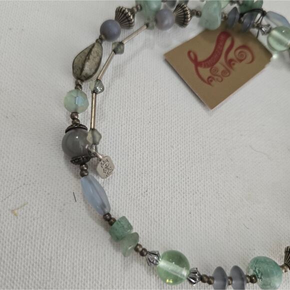 Treska Green and Silver Tones Wrap Collar Necklace New - Picture 3 of 4
